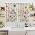 thumbnail image 2 of Spring Floral Kitchen Curtains Window Panels, Pink Blue Flowers Butterfly Rustic Insulated Window Treatment Curtain, Grommet Curtains for Bedroom/Living Room/Bathroom, 2 Piece 52"Wx63"L, 2 of 8