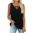 thumbnail image 2 of Htigea Clearanc Women's V Neck Tank Tops Casual Summer Button Down Sleeveless Shirts Casual Party Daily Black,M, 2 of 6