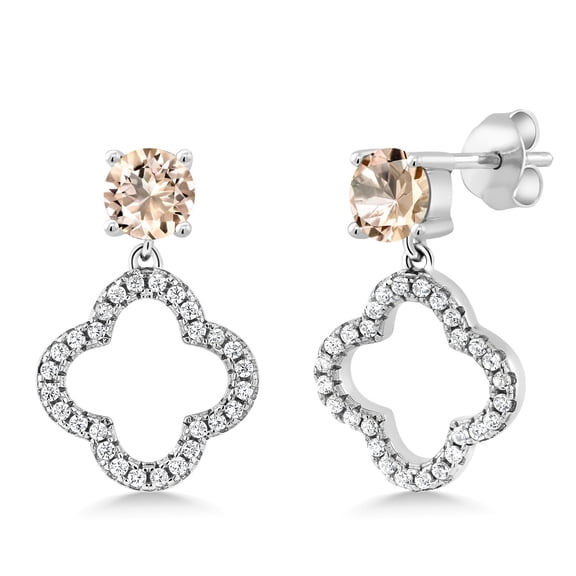 Gem Stone King 1.47 Ct Round Peach Morganite 925 Sterling Silver Earrings