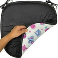 thumbnail image 6 of Feminine Chair Seating Cushion Set of 6, Pattern with Funny Doodle Elements Bowtie Ladybird Diamond and Kitty, Seat Pads for Office with Anti-slip Backing, 16"x16", Fuchsia and Blue, by Ambesonne, 6 of 7