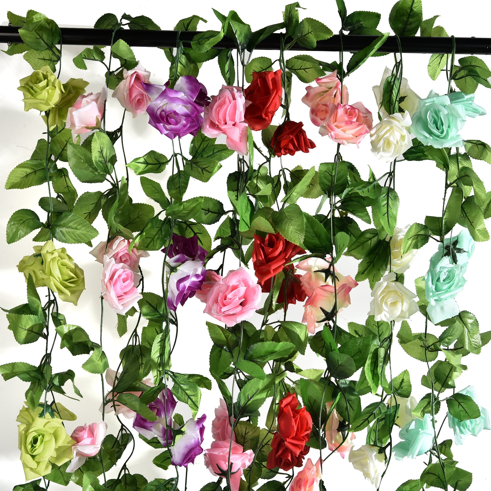 Cuh Artificial Silk Rose Flower Garland Flower Vine For Home Wedding Garden Party Decoration