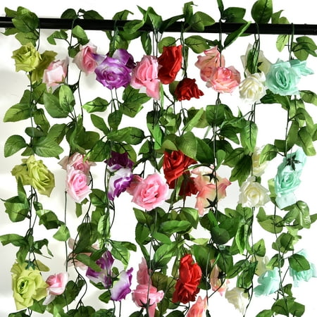 CUH Artificial Silk Rose Flower Garland  Flower Vine for Home Wedding Garden Party