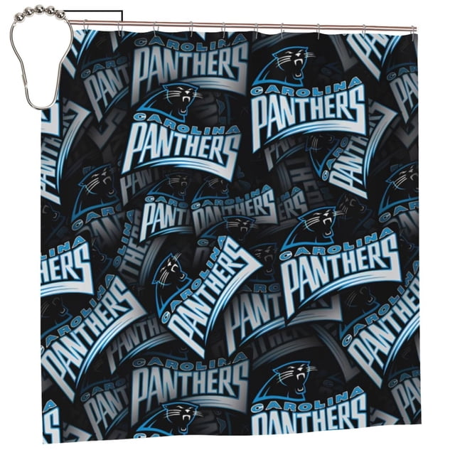 Cortina de ducha impermeable de secado rápido para baño con diseño de panteras, con ganchos, decoración de fútbol americano, juego de cortinas de ducha para baño, plancha de 72 x 72 pulgadas