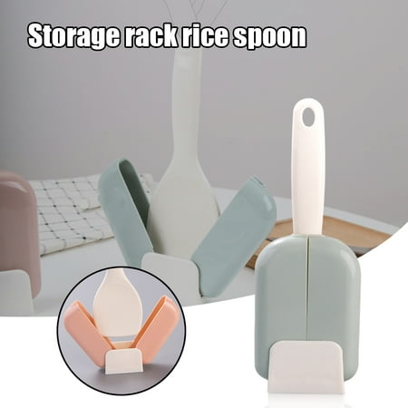 

Creative Rice Spoon & Holder Stand Automatic Opening & Closing Anti Dust Stand-up Storage Rack