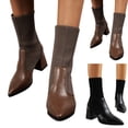 thumbnail image 3 of NECHOLOGY Botas Mujer Adulto Femenino Zapatos Botines de mujer Botines de mujer Otoño e Invierno tacón grueso tacón medio puntiagudo calcetines de tela zapatos Color sólido estilo Casual (Black, 8), 3 of 7