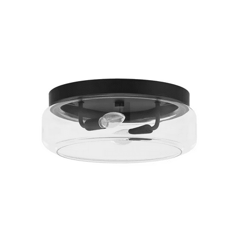 

13 in. 2-Light Black Flush Mount Light