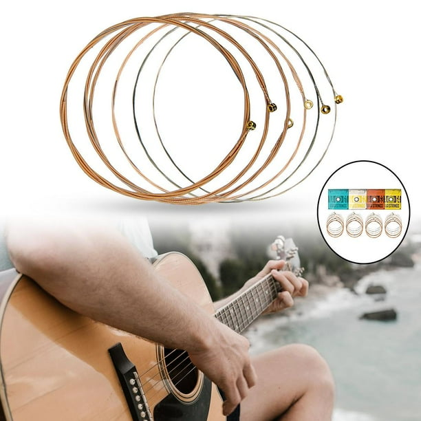 Cuerdas de material acero para guitarra acústica, accesorios de repuesto, cuerda de material acero, tensión ligera, resistente a la corrosión, tono brillante para G1 G4 Hugo Reemplazar cuerdas de acero