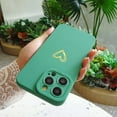 thumbnail image 2 of Compatible for iPhone 14 Pro Max Case Luxury Gold Heart Pattern, Side Cute Plated Heart Pattern Case for Women Girls Soft TPU Shockproof Camera Protective Back Cover Case - Green, 2 of 10