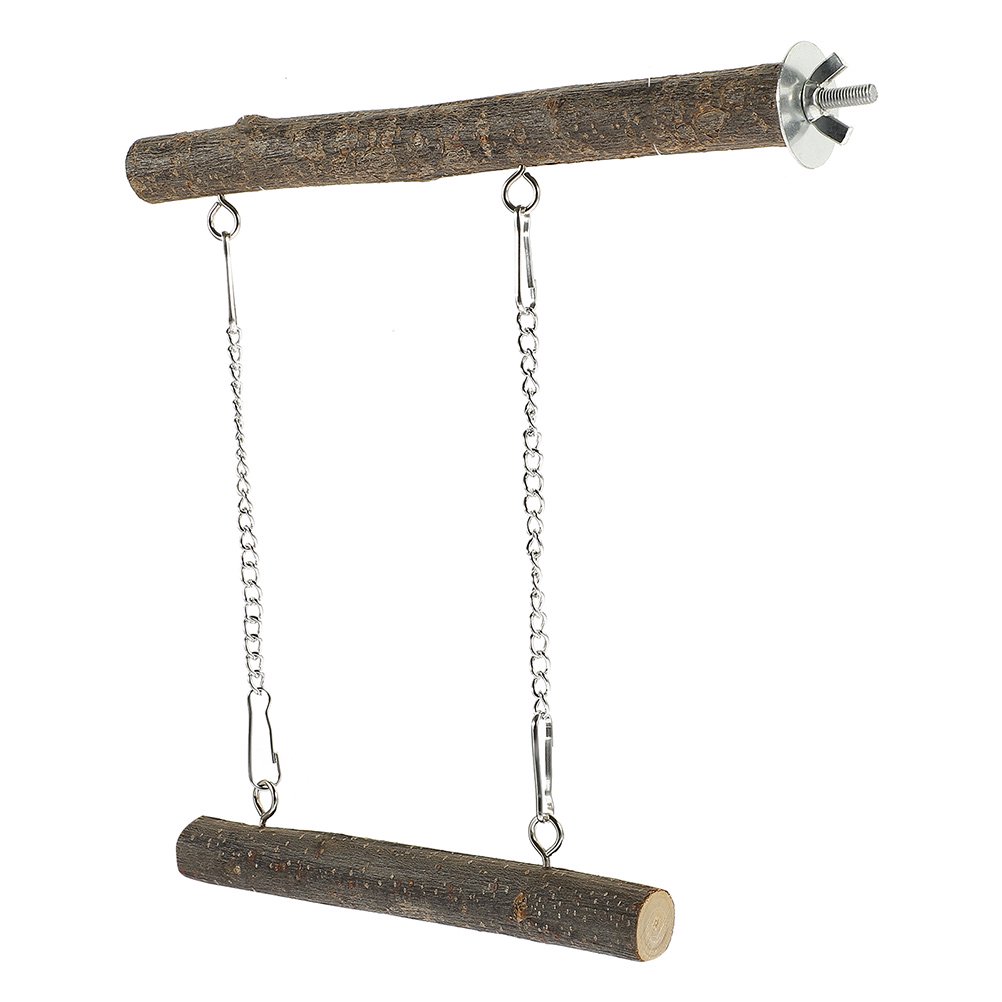 DEEPCRAFF Wooden Bird Perch Swing Set with Material, Ideal Cage Accessory for Parakeets, Parrots, and Small Birds