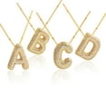 thumbnail image 4 of QVVWOPQ A-Z Bubble Letter Necklace Gold Rhinestone Letter Pendant Chain Layering Necklaces for Women Jewelry Gifts, 4 of 7
