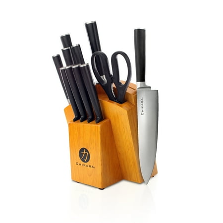 - Ginsu Gourmet Chikara Series Forged 12-Piece Japanese Steel Knife Set – Cutlery Set with 420J Stainless Steel Kitchen Knives – Finished Hardwood Block, COK-KB-DS-012-3