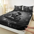 thumbnail image 3 of Feelyou Motorcycle Dirt Bike Queen Sheet Sets, Extreme Speed Sport Flat Sheet, Neon Grey Honeycomb Queen Fitted Sheet, Ultra Soft Bedroom Decor, 4-Piece, 3 of 7