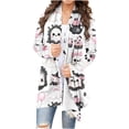 thumbnail image 2 of Karymi Blouses for Women Dressy Casual Halloween All Over Print Open Front Cardigan, Long Sleeve Draped Hem Casual Jacket, Spooky Loose Fit Winter Outerwear with Pockets Womens Tops, 2 of 7