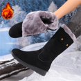 thumbnail image 6 of Domuza Women Fleece Lined Mid Calf Winter Boots, Side Zipper Pocket Decor Warm Snow Boots Black 9（EU-42）, 6 of 9