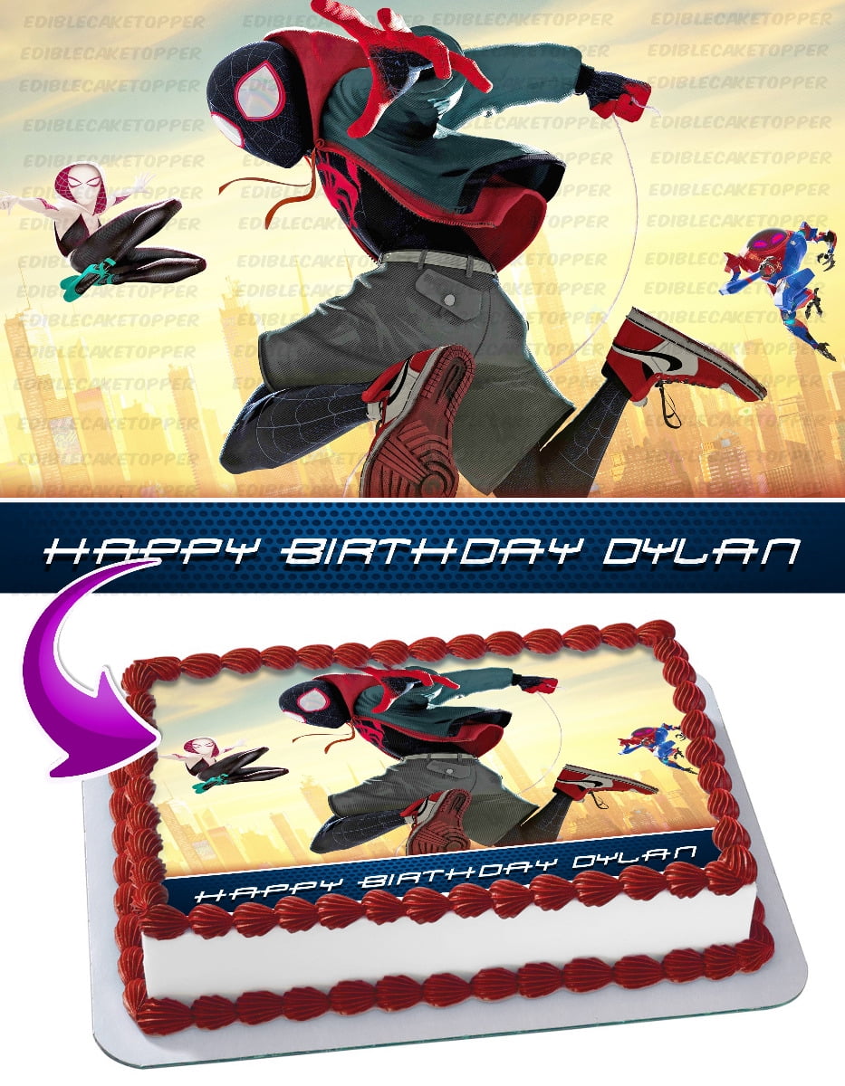 SpiderMan Into the SpiderVerse Edible Cake Image Topper