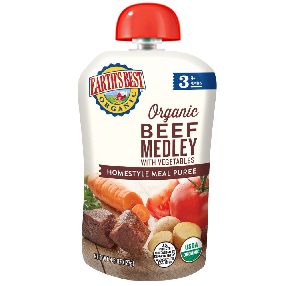 Earth's Best Organic Stage 3, Beef Medley with Vegetables Baby Food, 1