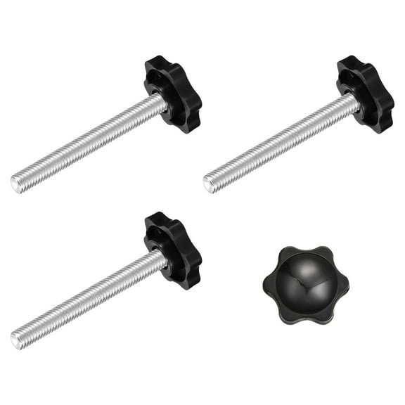 Uxcell 4Pack Clamping Screw Knob, M8 x 65mm Hex Shaped Star Knob for Umbrella Base Mechanical Furniture, 32mm Dia