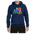 thumbnail image 2 of Neon Colorful California Bear Sunset Cali Redwoods | Mens Fashion Hooded Sweatshirt Graphic Hoodie, Navy, Small, 2 of 4