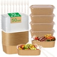thumbnail image 1 of Contenedores para meal prep Artuxer de 29 oz, paquete de 50, bowls de papel kraft, 1 of 9