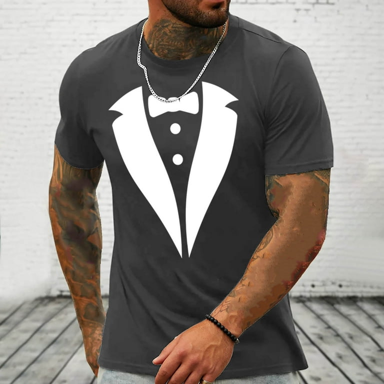 Hinvhai Tuxedo T Shirts for Men Multicolor Fancy Tux Suit Tshirt
