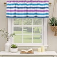 thumbnail image 3 of Blue Purple Striped Valances for Windows, Decorative Rod Pocket Window Valance Curtains, Farmhouse Stripes Simple Art Short Curtain Drapes for Kitchen/Bathroom/Living Room, 2 Panels, 60" W x 18" L, 3 of 8