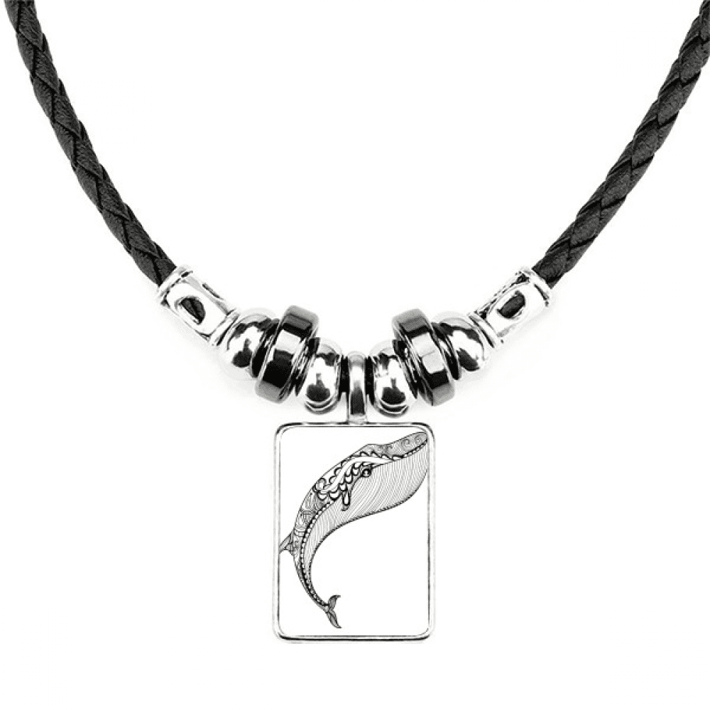 Blue Whale Big Strong Necklace Jewelry Torque Leather Rope Pendant