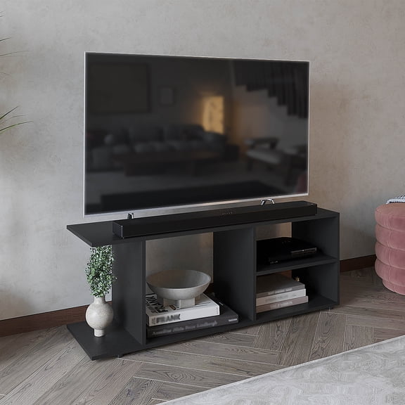 TUHOME Engineered Wood Television Stand for TVs up to 65", Black