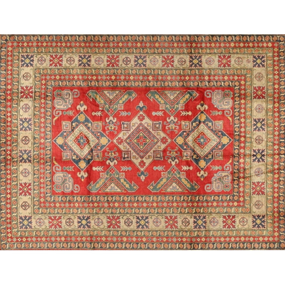 Ahgly Company Machine Washable Indoor Rectangle Traditional Sand Brown Area Rugs, 7' x 10'