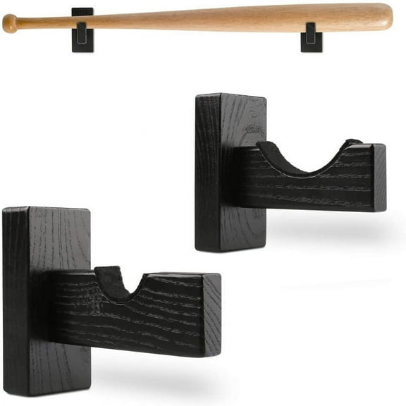 EXHUMKY BERTDOMD 1 Pair Modern Minimalist Bat Holder Wall Mounted Wood Baseball Bat Storage Stand for Living Room