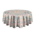 thumbnail image 5 of Pink Floral Pattern Round Tablecloth 60"x60",Wrinkle Wipeable Table Cloth for Kitchen Dining Room Picnic Patio Party, 5 of 6