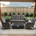 thumbnail image 2 of Opohoro 6-Piece Outdoor Patio Fire Pit Set with Sofa and Flat Arm, 43" Fire Pit Table, Propane Tank Cover for Deck Backyard, 2 of 18