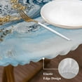 thumbnail image 4 of Abstract Ocean Waves Round Fitted Table Cover Gradient Blue Gold Sea Art Waterproof Table Cloth with Elastic Edge Wipeable Tablecloth for Picnic Camping Party Fits 36"-44" Diameter, 4 of 8