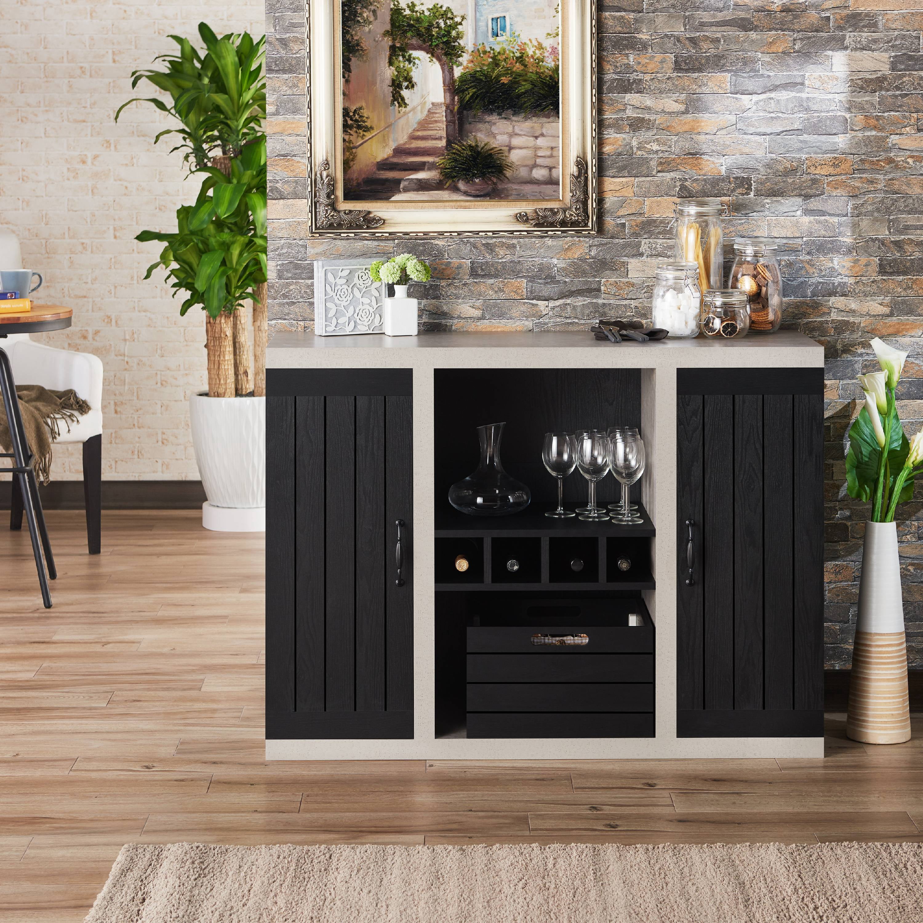 Furniture of America Danyle Industrial Two-Toned Black Buffet Sideboard