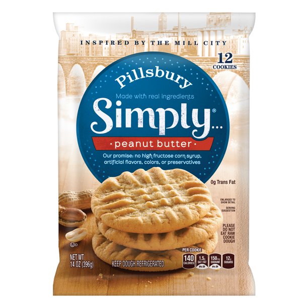 Pillsbury Simply Peanut Butter Cookie Dough, 14 Oz., 12 Count