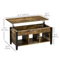 thumbnail image 3 of HOMCOM Lift Top Coffee Table with Hidden Compartment and 3 Storage Shelves, 3 of 10
