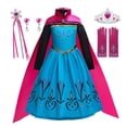 thumbnail image 1 of Disfraz de Disney para niñas, vestido de princesa Elsa, Frozen, con capa, Reina de la nieve, para carnaval y cumpleaños Fivean unisex, 1 of 2