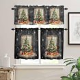 thumbnail image 2 of Christmas Black Kitchen Curtains and Valances Set, Rod Pocket Curtains Tier Farmhouse Window Curtains 36 Inch Length, Xmas Pine Tree Ball Snowflake 3 Piece Kitchen Curtains Set, 2 of 6