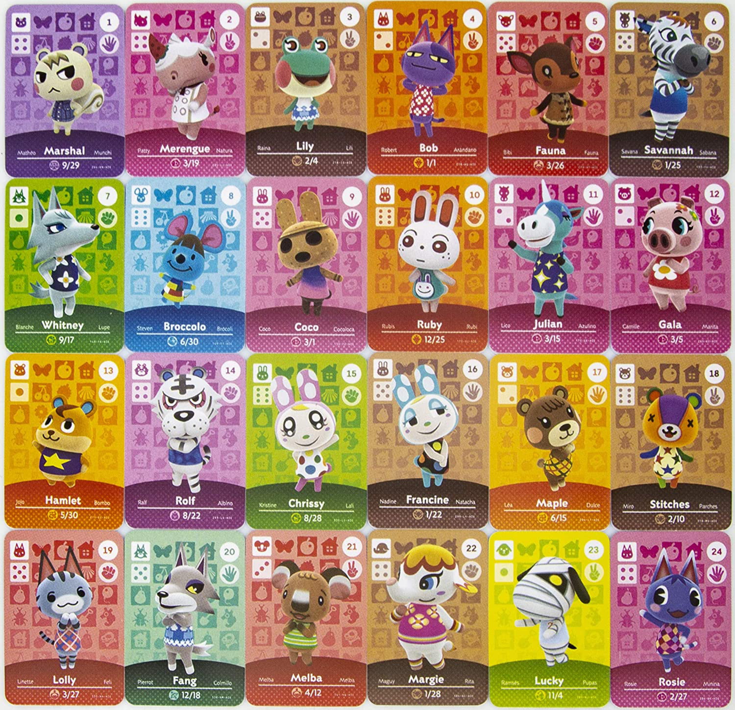 24 pcs 24 PCS NFC Tag Game Cards for Animal Crossing New Horizons Switch/Switch Lite/Wii U 