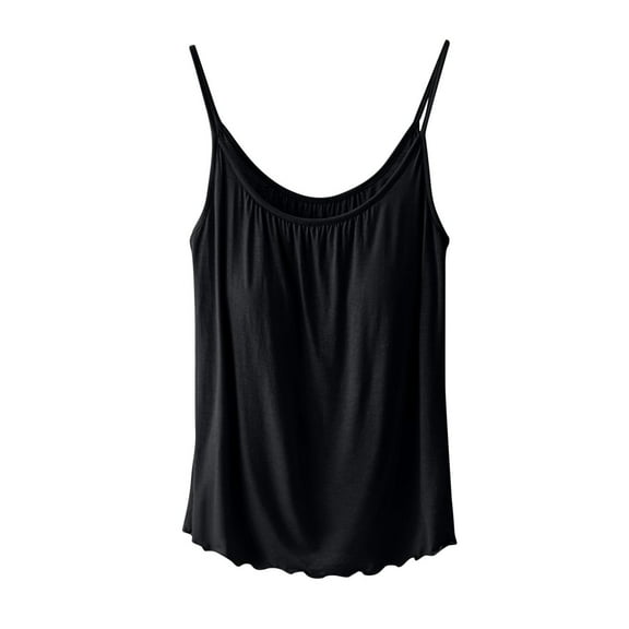 MESSUEN Camisole Tops for Women Tank with Built in Bra for Women Crew Neck Camisole Tank for with Built in Bras Shelf Bra Padded Shirt 2024 Tanks Fit Casual Tops Women’s Tops Black L