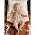 thumbnail image 6 of RUINIXCW Toddler Bbay Girl Thanksgiving Outfits Toddler Girls Summer Fall Clothes Pumpkin Ghost Bat Embroidery Plaid Gingham Fly Sleeve Shirt Tops Shorts Set, 6 of 9
