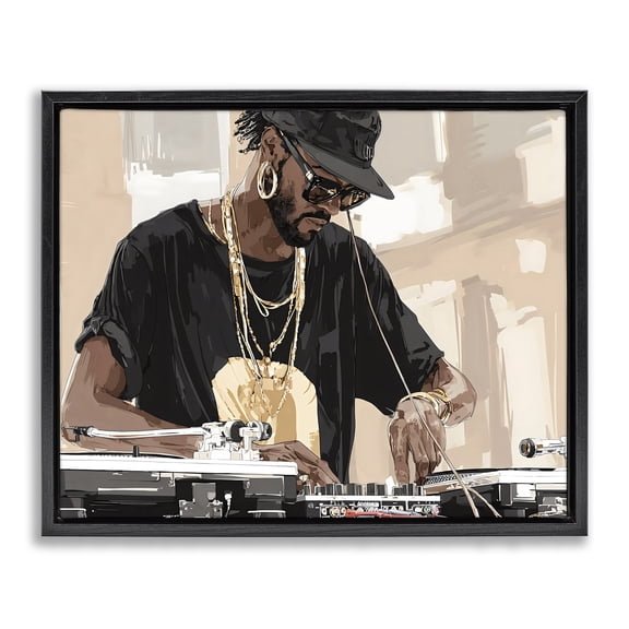 Stupell Industries Timeless DJ with Urban Rhythm Black Framed Floater Canvas Wall Art, design by Franklyn Gregory