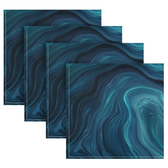 Cloth Napkins Set of4 100% Satin Peachskin Velvet 20x20inx4 Napkins Cloth napkins are washable Soft and Absorbent Dark Blue Ocean Waves