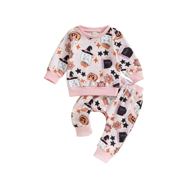 Fortune Fall Baby Girl Clothes Pumpkin Ghost Sweatshirt Pants 2Pcs Set 0-3Y