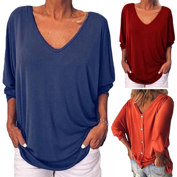 Yinrunx Oversized T Shirts for Women/ T Shirts for Women 3/4 Sleeve T Shirts for Women V Neck T Shirts Women T Shirt Dresses for Women Summer T Shirts for Women Fashion V Neck Blouses Shirts for Women