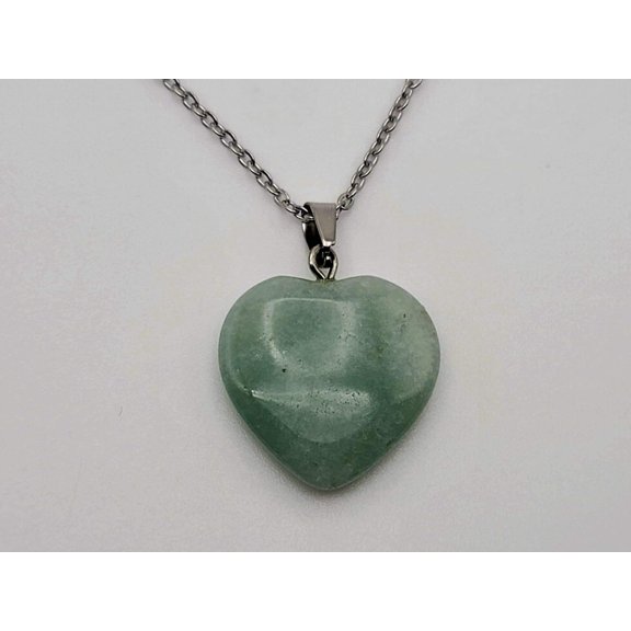 Natural Handmade Crystal Necklace Silver Wire Heart Shaped Green Aventurine