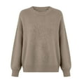 thumbnail image 4 of Turilly Womens Winter Cozy Knitted Sweaters Women's Solid Color Crew Neck Long Sleeve Pullover Tops, 4 of 5