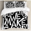 thumbnail image 3 of Family Duvet Cover Set Twin Size, Together We Make a Family Shaped as a House Stylized Lettering Hipster Design, Decorative 2 Piece Bedding Set with 1 Pillow Sham, Black and White, by Ambesonne, 3 of 3