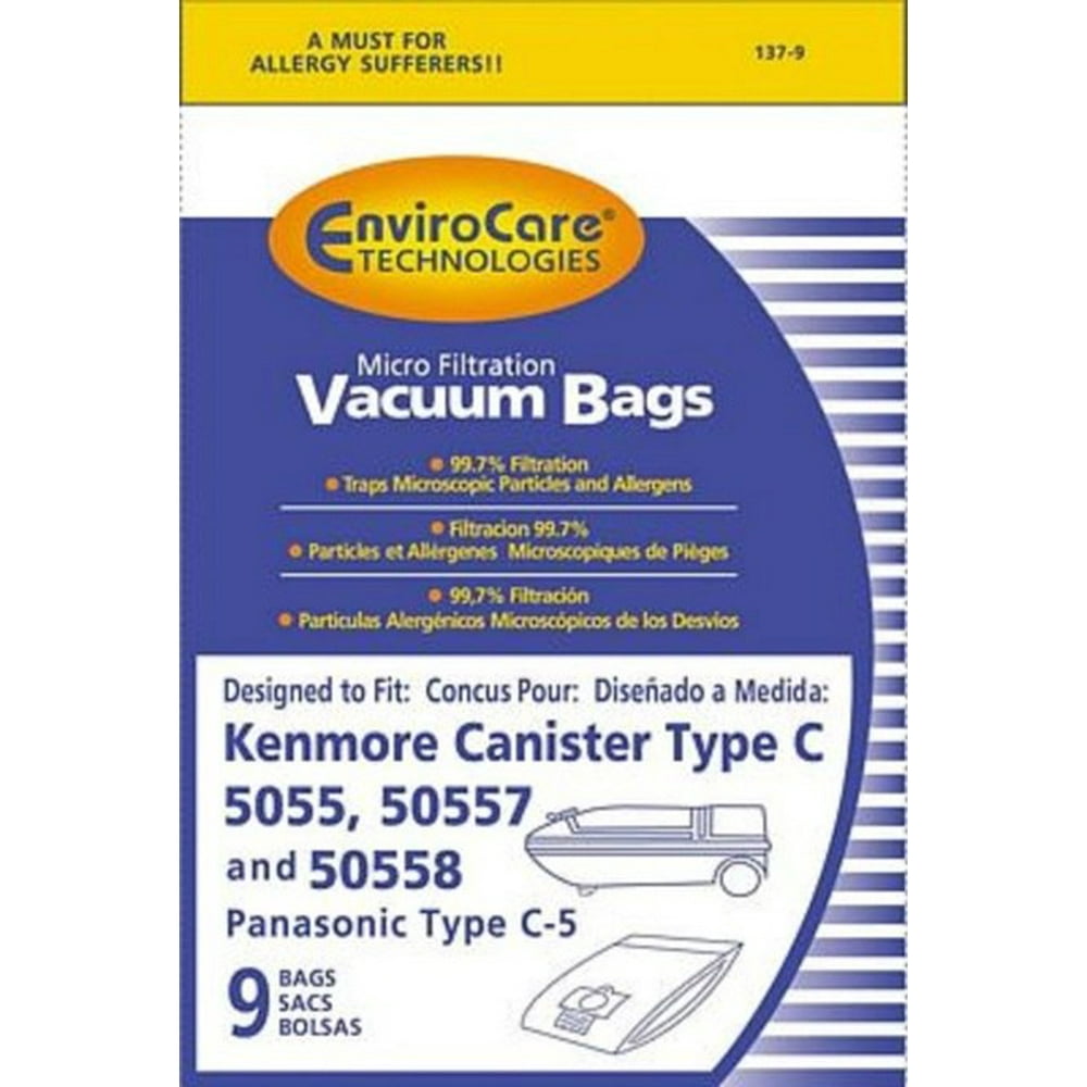 Kenmore Panasonic 5055, 50557, 50558 Canister Bags 9 Pk