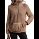 thumbnail image 3 of Sudadera Informal de con Cremallera de un Cuarto para Mujer, Larga, Ligera, Suave y Afelpada, con Bolsillos. Color Café L, 3 of 8