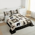 thumbnail image 3 of Feelyou Farmhouse Lodge Cabin Queen Comforter Set, Jungle Bear Deer Animal Bedding Sets, Western Countryside Reversible Bedding Comforter Set, Wheat Brown Lightweight Room Decor, 3 Pieces, 3 of 8